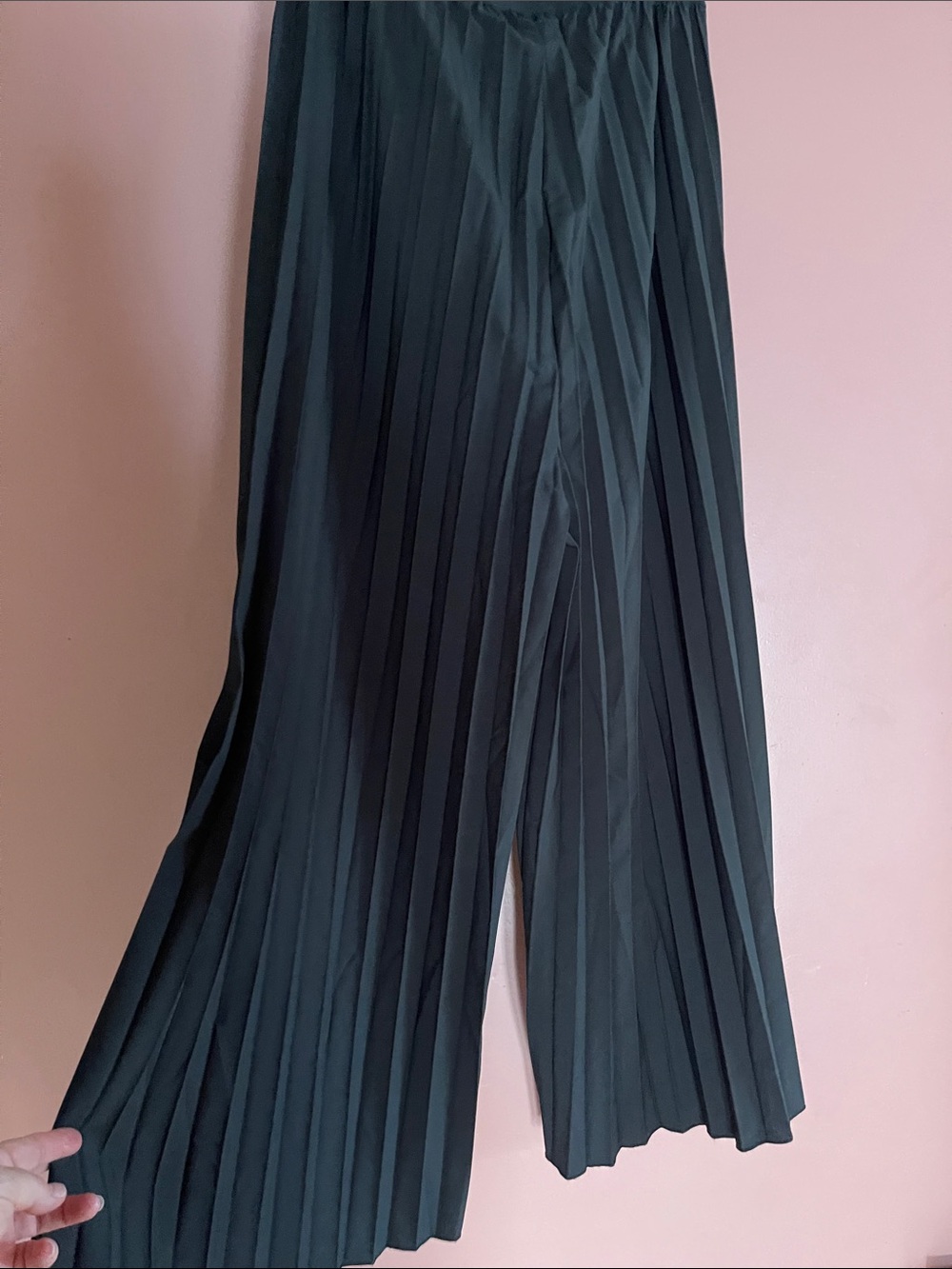 Black Pleated Wide-Leg Pants -2xl